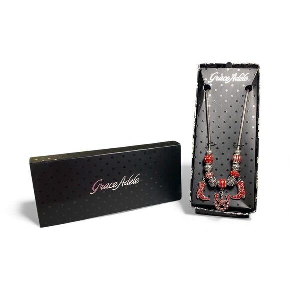 Grace Adele Necklace Cowgirl Scarlett Charm Western Design 10” L + 2” Extender - Picture 2 of 12